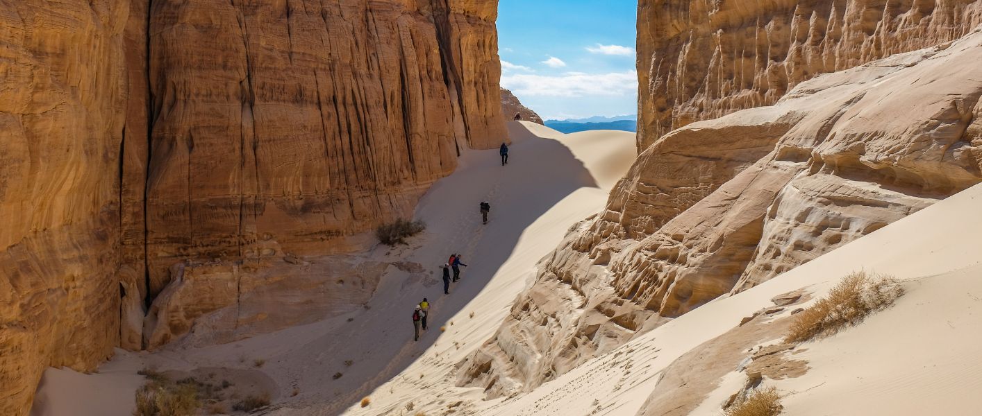 group of people trekking in Egypt