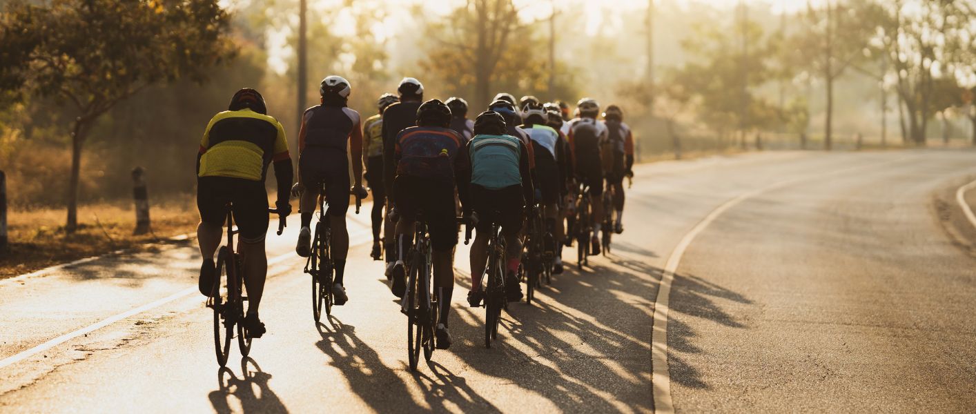 group cycling event on the road